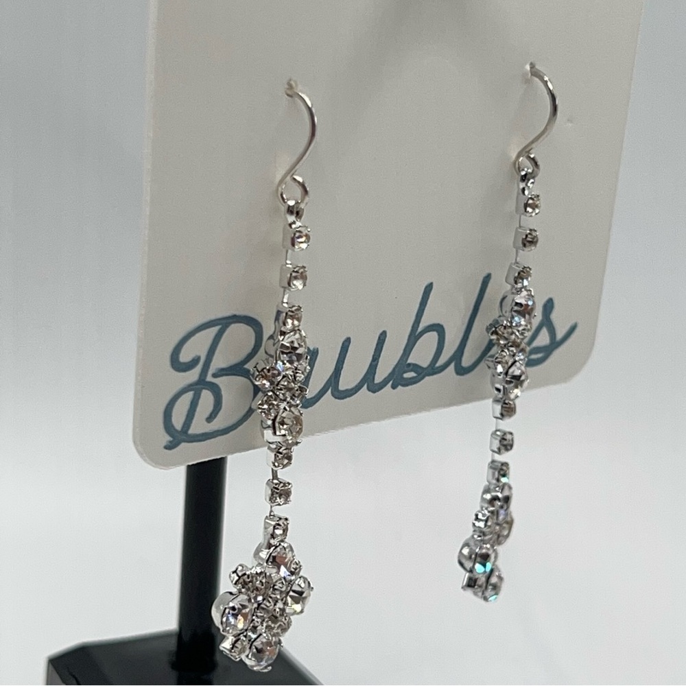 Silver Dangle Earrings Baubles Chandelier Earrings Set with Clear Austrian Cryst